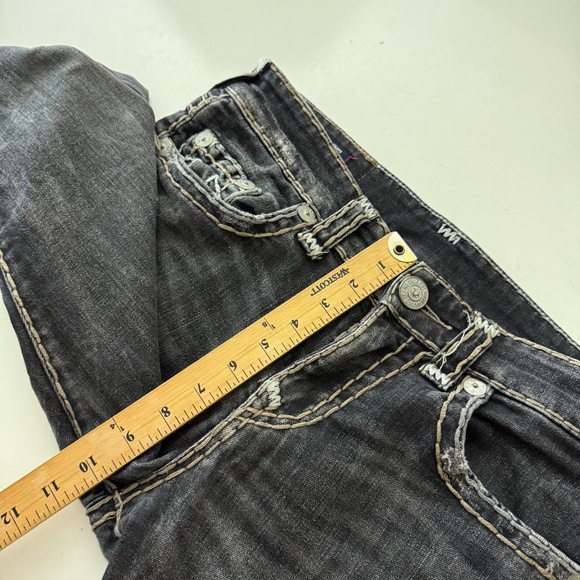 True Religion ROCCO Relaxed Skinny Black Denim Thick Stitch Jeans Mens 30 x 34 - Picture 9 of 12